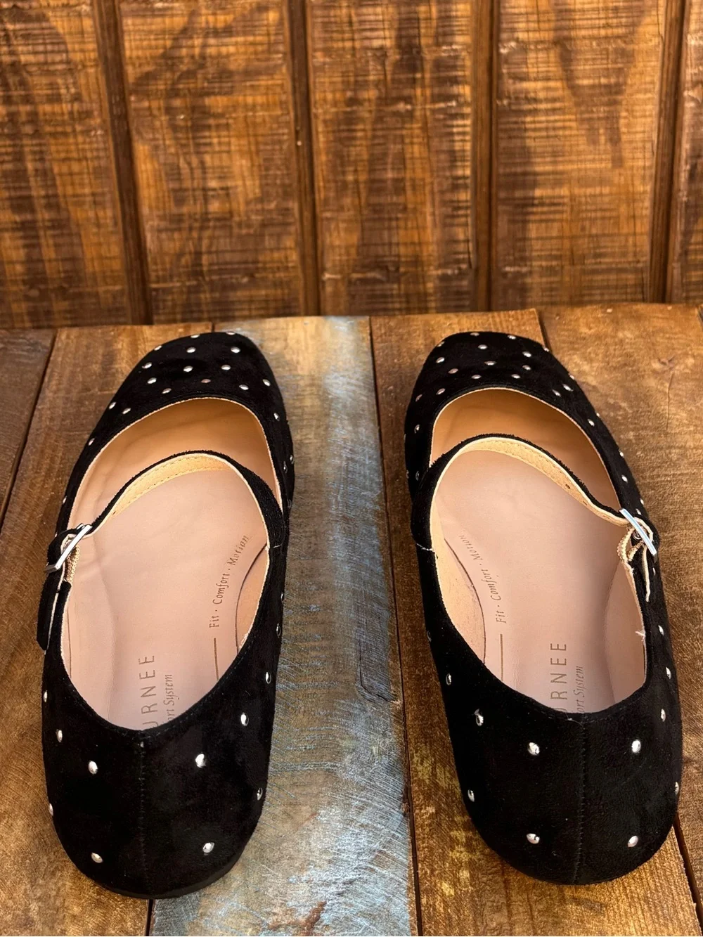 Journee Carrie Black Maryjanes With Silver Button Polka Dots